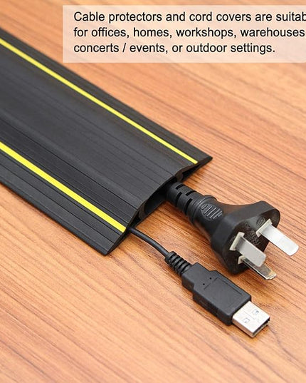 AGPTEK Heavy Duty Floor Cable Cover Cable Protector, 6.5 Ft Floor Cord Protector 3 Channels Floor Cord Cover (Mid Channel 0.93") Contains Cords, Cables and Wires, Good for Office, Home, or Outdoor