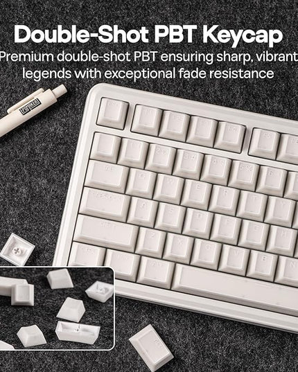 EPOMAKER Creamy Jade PBT Keycaps, 142 Keys, Double Shot, Cherry Profile, 60%/75%/96%/Full Size, Custom Keyboard Keycaps Set for Mechanical Gaming Keyboard (White)
