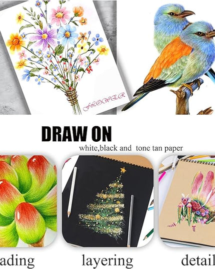KALOUR Premium Colored Pencils,Set of 120 Colors,Artists Soft Core with Vibrant Color,Ideal for Drawing Sketching Shading,Coloring Pencils for Adults Beginners