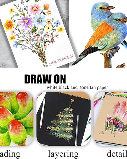 KALOUR 72 Count Colored Pencils for Adult Coloring Books, Soft Core,Ideal for Drawing Blending Shading,Color Pencils Set Gift for Adults Kids Beginners