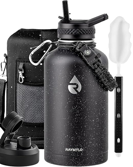 64oz Insulated Water Bottle, Triple Wall Vacuum Stainless Steel Water Bottles - Keeps Cold 48H, Reusable Half Gallon Jug for Gym, Sports, Camping, Hiking,Travel, Starry Sky-Black