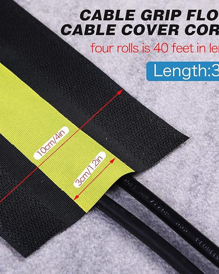 WILLBOND Carpet Cord Cover Cable Protector Floor Cover Cable Protector Management Only for Commercial Office Carpet(39.37 ft,Black and Yellow)