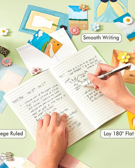 16 Pack Soft Cover Journal Bulk, Feela Lined Notebooks College Ruled for Work for Women Girl Writing, Blank Travel Journal Note Taking Notebook School Business Supplies, 8.2” x 5.5”, A5, Light Green