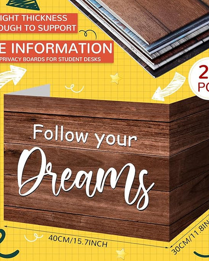 Honoson 24 Pcs Bulk Inspirational Privacy Folders for Students Cardboard Test Privacy Boards Motivational Words Desk Dividers Shield for Classroom School Study Supplies, 6 Styles(Farmhouse)