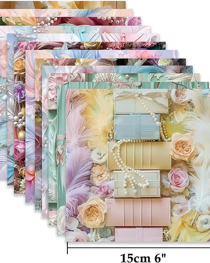 Scrapbook Paper,24 Sheets 6"x 6" Decorative Papers,Single-Sided Vivid Origami Decoupage Paper for Card Making,DIY Album, Hand Account & Travel Diary Craft Projects,Pearl Books