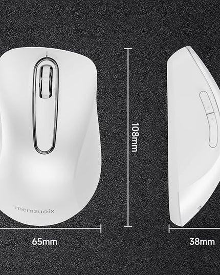memzuoix 2.4G Wireless Mouse, 1400 DPI Computer Mice with USB Receiver, Portable Wireless USB Mouse Battery Powered Cordless Mice for Laptop, PC, Desktop, 5 Buttons (White)