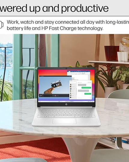 HP 14 Laptop Student Business 2025 Flagship Computer, AI Copilot, 4-Core 13th Gen Intel CPU, 16GB RAM 628GB Storage (128GB UFS+500GB Ext), 1-Yr Office 365, Long Battery HubxcelAccessory Win 11S Silver