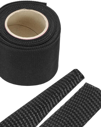 MECCANIXITY Braided Cable Sleeves Heat Shrinkable Fabric Sleeving, 2" 16ft Black 2:1 Ratio Heat Shrinkable Cord Protector for Harness Cable, Network Cable Protection, Cable Management
