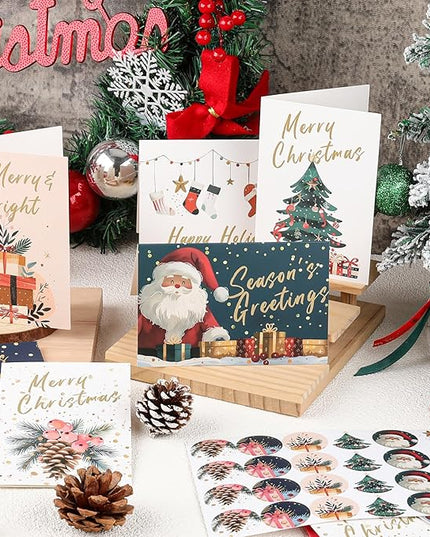 FUHITIM Christmas Cards Assortment, 24 Pcs Greeting and New Years Cards with 6 Designs for Christmas, Holiday, New Year Gift (4x6 Inch)