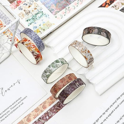 YUBX Flowers Washi Tape Set 60 Rolls Leaves Patterns Decorative Skinny Snow Masking Tapes for Arts, DIY Crafts, Journals, Planners, Scrapbook, Wrapping (Winter)