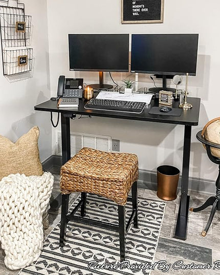 FLEXISPOT EN1 One-Piece Standing Desk 48 x 24 Inches Electric Stand Up Desk for Home Office (Black Frame + 48" Black Top)