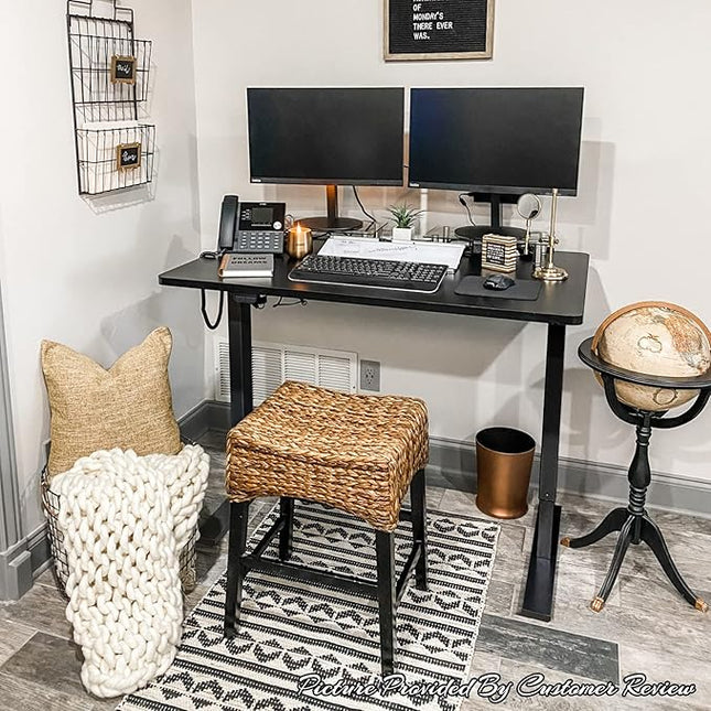FLEXISPOT EN1 One-Piece Standing Desk 48 x 24 Inches Electric Stand Up Desk for Home Office (Black Frame + 48" Black Top)