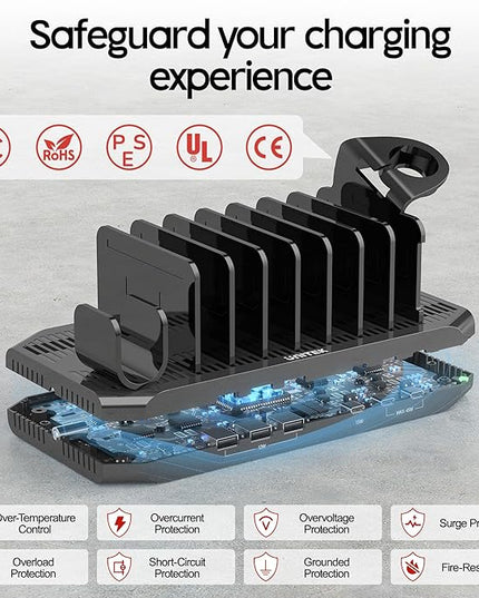 Unitek USB-C Charging Station for Multiple Devices - Multi Type C Charger Dock with 2 X PD 20W & USB-C Port, Device Organizer Fast Charge Docking for iPhone, iPad, Samsung, Tablets and More