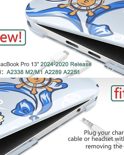 DONGKE Compatible with MacBook Pro 13 inch Case 2024 2023-2020 Release A2338 M2/M1 A2251 A2289 with Retina Display & Touch ID, Plastic Hard Shell & Keyboard Cover & Screen Film - Sea Life