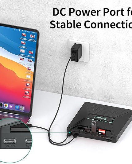 CD DVD Drive External, Portable CD DVD Driver +/-RW Burner with 2.5" SATA,SD Card Reader and USB A Type C 2.0 Hub Compatible with Laptop PC