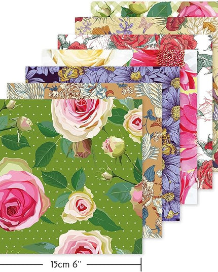 Origami 6x6 Paper Kit 150 Sheets 150 Vivid Colors Double Sided Same Printed Traditional Patterns Square for Arts Crafts Projects Japan Traditional Chiyo.Ethnic Flowers