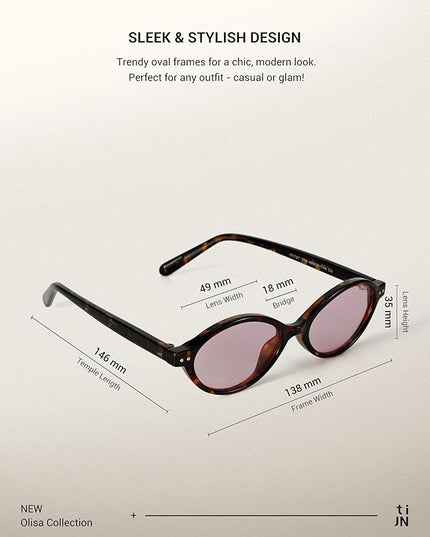 TIJN Olisa Blue Light Blocking Glasses for Women Men,Oval Glasses Frame Bluelight Glasses for Gaming/Computer/Screen
