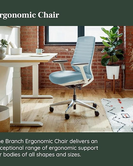 Branch Ergonomic Chair - A Versatile Desk Chair with Adjustable Lumbar Support, Breathable Mesh Backrest, and Smooth Wheels - Experience Optimal Comfort and Support - Light Blue
