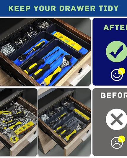 Tool Box Organizer, Tool Drawer Organizer Tray Divider, Toolbox Organization, Garage Tool Organizers and Storage, Tool Box Accessories for Rolling Tool Chest Cabinet (Blue (47PCS))