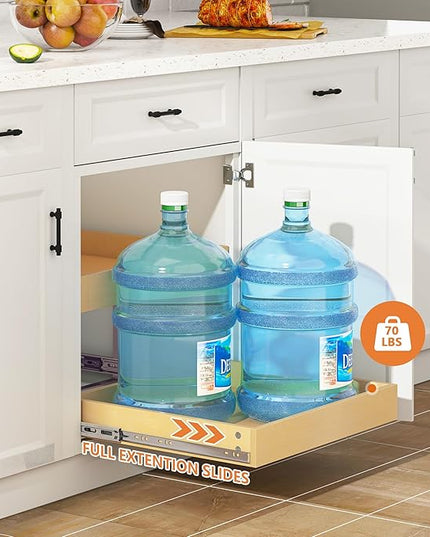 WelFurGeer 2-Tier Pull Out Cabinet Organizer with Soft Close Slides, Pull Out Drawers for Cabinets, Heavy-Duty Slide Out Drawers for Kitchen Cabinets, Under Sink, Pantry & Bathroom