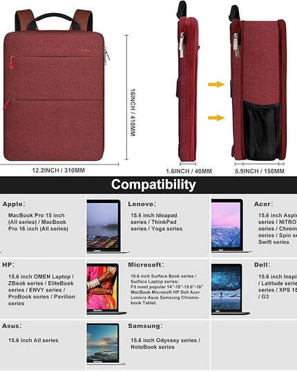 ZINZ Slim & Expandable Laptop Backpack 15 15.6 16 Inch Sleeve, Spill-Resistant Notebooks Bag Case for Most 14-16 Inch MacBooks Surface-Books Dell HP Lenovo Asus Computers,R01D02