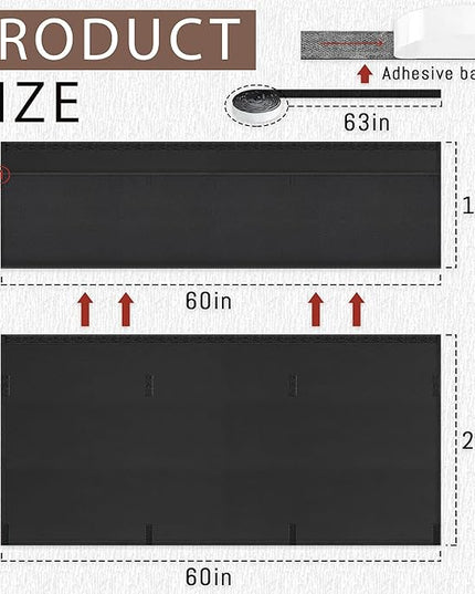 60" Under Desk Privacy Panel Self-Adhesive Modesty Panel with Wire Pocket for Cable Management Organizer Heavy Duty Desk Skirt - Office Home or Standing Workstation Concealer Shield