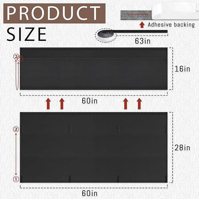 60" Under Desk Privacy Panel Self-Adhesive Modesty Panel with Wire Pocket for Cable Management Organizer Heavy Duty Desk Skirt - Office Home or Standing Workstation Concealer Shield
