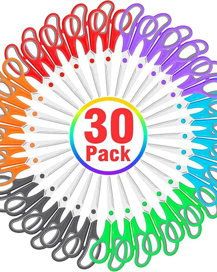 30 Packs Scissors Bulk, 8 Inch Scissors All Purpose Sharp Sewing Fabric Shears for Office Home School Supplies, Middle/High School Student Teacher Classroom Craft Scissor, Comfort Right/Left Handles