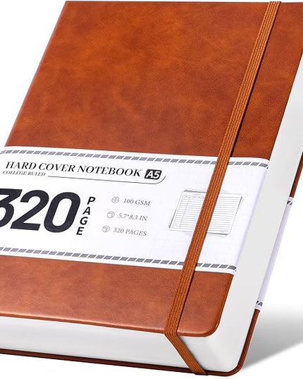 CAGIE Journal Notebook for Men Women- Brown Journaling Notebooks Journals Leather for Writing Work Diary A5 Hardcover Thick