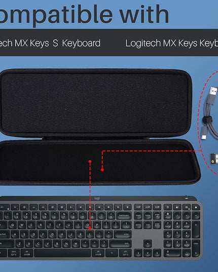 Hard Case Compatible with Logitech MX Keys S or MX Keys Advanced Keyboard (Pale Grey Case)