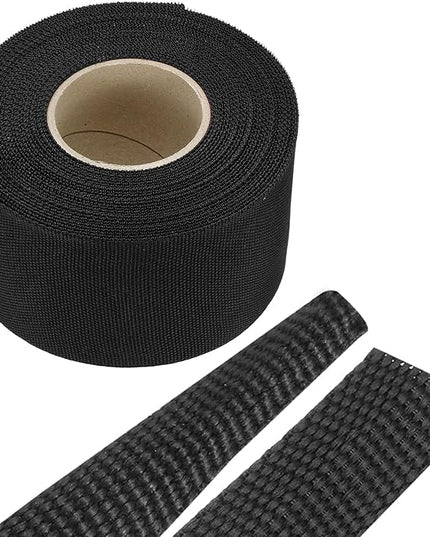MECCANIXITY Braided Cable Sleeves Heat Shrinkable Fabric Sleeving, 2" 33ft Black 2:1 Ratio Heat Shrinkable Cord Protector for Harness Cable, Network Cable Protection, Cable Management