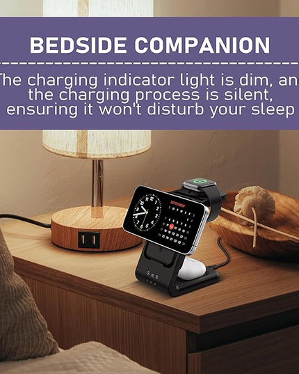 3 in 1 Wireless Charging Station: 5000mAh Removable Power Bank Charger Stand for Phone/Watch/Air Pods - Portable Magnetic Battery Pack for Air 17 16 15 14 13 12 Series