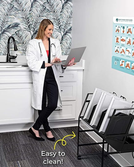 Line Leader 16-Device Mobile Charging Station | Steel Rolling Cart for Laptops, Tablets, & Chromebooks | Open Design with Dividers & UL-Certified Surge Protection | Portable Charging Stand (Black)