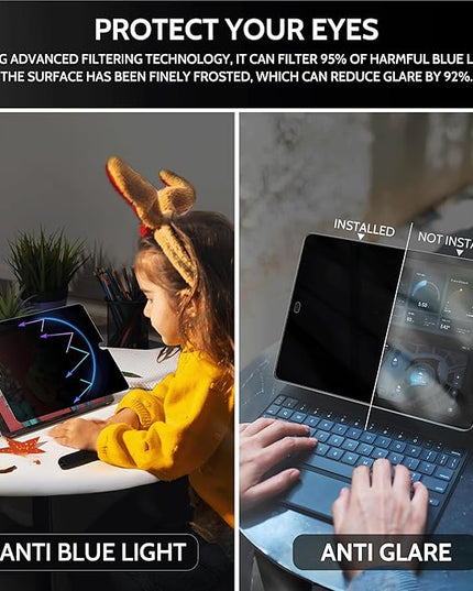 Peslv 360° Privacy Screen for iPad 9th 8th 7th Gen - 10.2 Inch, Anti Glare Blue Light Spy Filter Private Cover, High Sensitive Bubble-Free Easy Install Black Security Protector