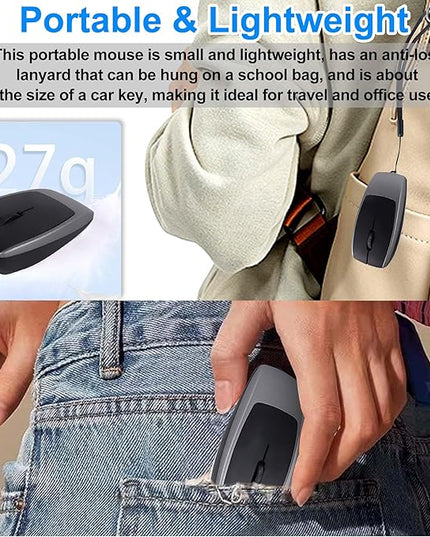 Wireless Mouse Mini Small Bluetooth with Card Reader (Up to 2TB) Portable Silent Rechargeable Optical Travel Thin Finger Mice for PC Smartphone Laptop Tablet Android Windows Gift（Gray）