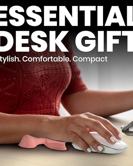 Ergonomic Mouse Wrist Rest Pad - Desk Mouse Pad Wrist Support, Smooth-Glide Curved Design, for Gaming, Office, or PC Home Use - Pink