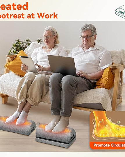 Snailax Heated Foot Rest Under Desk at Work, Ergonomic Footrest with Vibrating Massage and Adjustable Height, Foot Warmer, 3 Vibration Modes & 2 Heating Levels,Memory Foam,Office Home Gaming