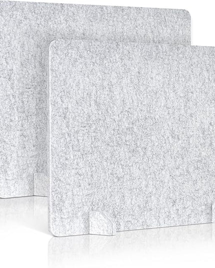 2 Pack Acoustic Desk Dividers - 24" x 20" Freestanding Privacy Panels Set with Noise - Reducing Design Cubicle Sound Proof, Ideal for Office, Classroom, and Home (Silver Gray)