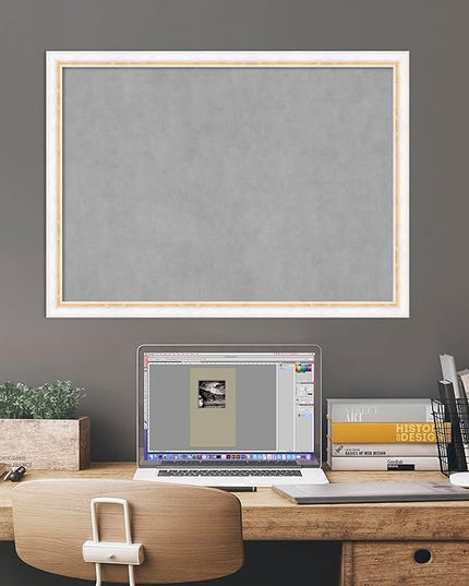 Amanti Art White Framed Magnetic Board 22x30 Medium Vision Board for use with Magnets, 100% Metal Sheet to Display Items as Office Decor or for Home Organization in mudroom, Kitchen or Kids Room