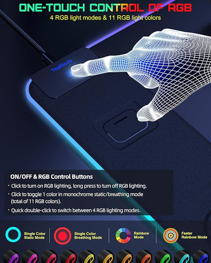 TopMade RGB Gaming Mouse Pad with 15W Wireless Charging, 31.5” x 15.8” XXL Large Desk Mat Home Office Keyboard Pad for Desk, Waterproof Mousepad with 4 Light Modes & 11 RGB Colors, Classic Black
