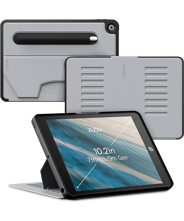 ZUGU CASE for 10.2 Inch iPad 7th / 8th / 9th Generation Case (2021/2020/2019), Protective, Thin, Sleek Design, Magnetic Stand, Sleep/Wake Cover, Magnetic Cover, Arctic Gray