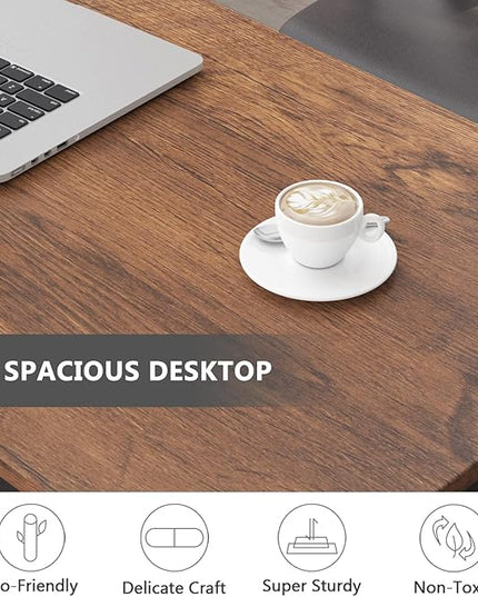 Tribesigns Computer Desk, 63 inch Large Office Desk Computer Table Study Writing Desk Workstation for Home Office, Rustic Brown