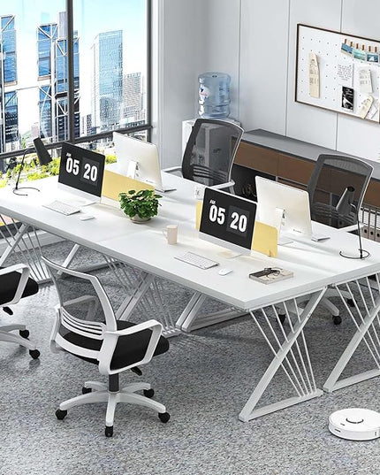 FOLUBAN White Desk, Modern Wood and Metal Computer Desk for Home Office, Simple Writing Work PC Desks for Bedroom, Industrial Study Gaming Table for Living Room, White, 47 Inch