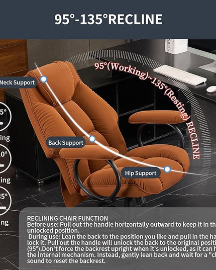 Office Chair Big and Tall, High Back Ergonomic Office Chair with Padded Armrest, 400 lbs,PU Leather (Khaki)
