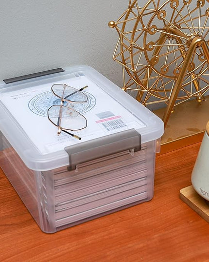 Citylife 4 Packs Small Storage Bins with Lids 3.2 QT Plastic Storage Containers for Organizing Stackable Clear Storage Boxes