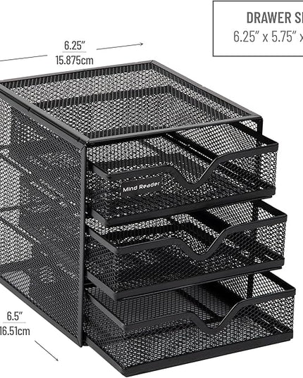 Mind Reader Desktop Accessory Storage, Desk Supplies, Organizer, Office, Metal Mesh, 6.25" L x 6.5" W x 6.5" H, Black