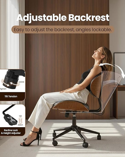 Home Office Desk Chair, Modern Sleek Office Chair with Adjustable Lumbar Support, Adjustable Height Mid Back Executive Task Chair with 360 Rolling Swivel for Meeting Study Room(Striped,Black)