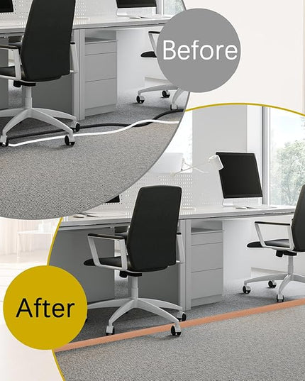 Floor Cord Cover 10FT Cord Covers for Wires on Floor Protect Wires & Prevent Trip Hazards, Easy to Cut for Home, Office, School, Concerts, Cavity W0.6in x H0.32in