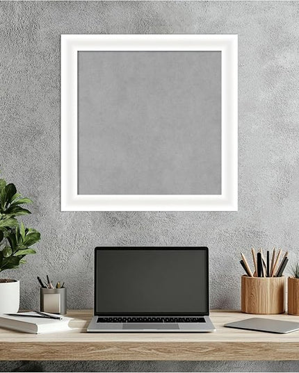Amanti Art White Framed Magnetic Board 19x19 Small Vision Board for use with Magnets, 100% Metal Sheet to Display Items as Office Decor or for Home Organization in mudroom, Kitchen or Kids Room