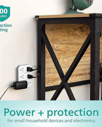 Philips EZFit 6-Outlet Surge Protector Outlet Extender, Wall Tap, Grounded Widely Spaced Outlets, 900 Joules, for Home Office Dorm Essentials, White, SPP6602W/37